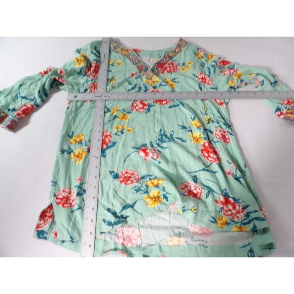 Belle Kim Gravel Tunic Top Shirt Small Floral Boho Embroidered Rayon Peasant - Picture 5 of 14